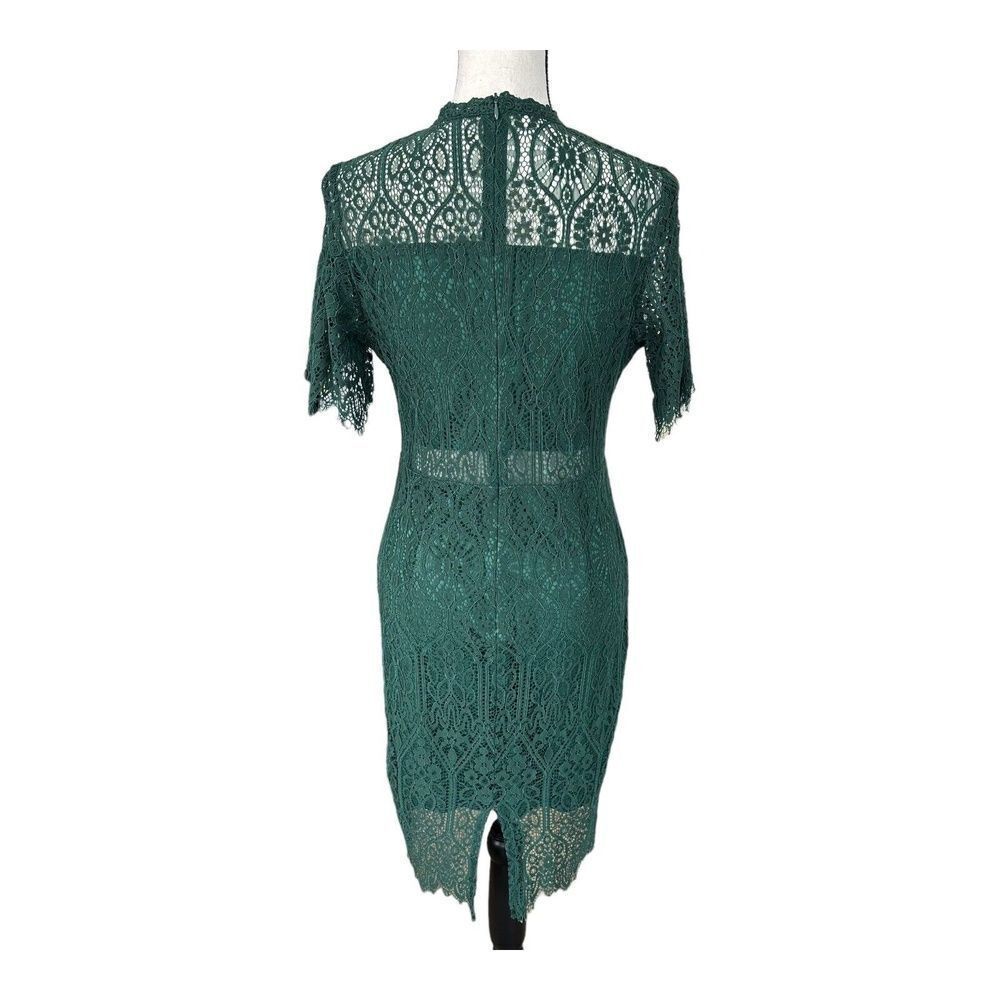 Zalalus Green Sheer Lace High Neck Elegant Bodycon Midi Dress Womens 10 - Picture 9 of 14